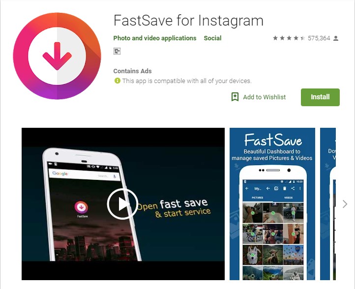 fastsave for instagram playstore